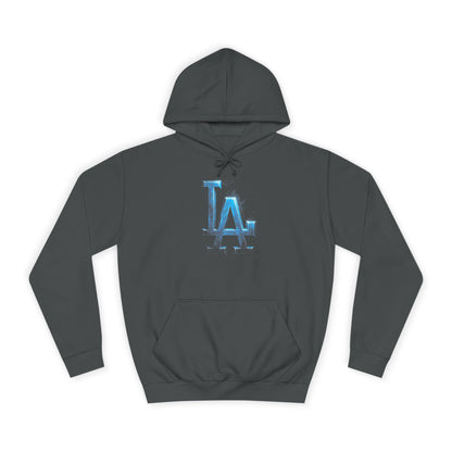 LA Logo Hoodie — Blue Metallic College-Style Pullover