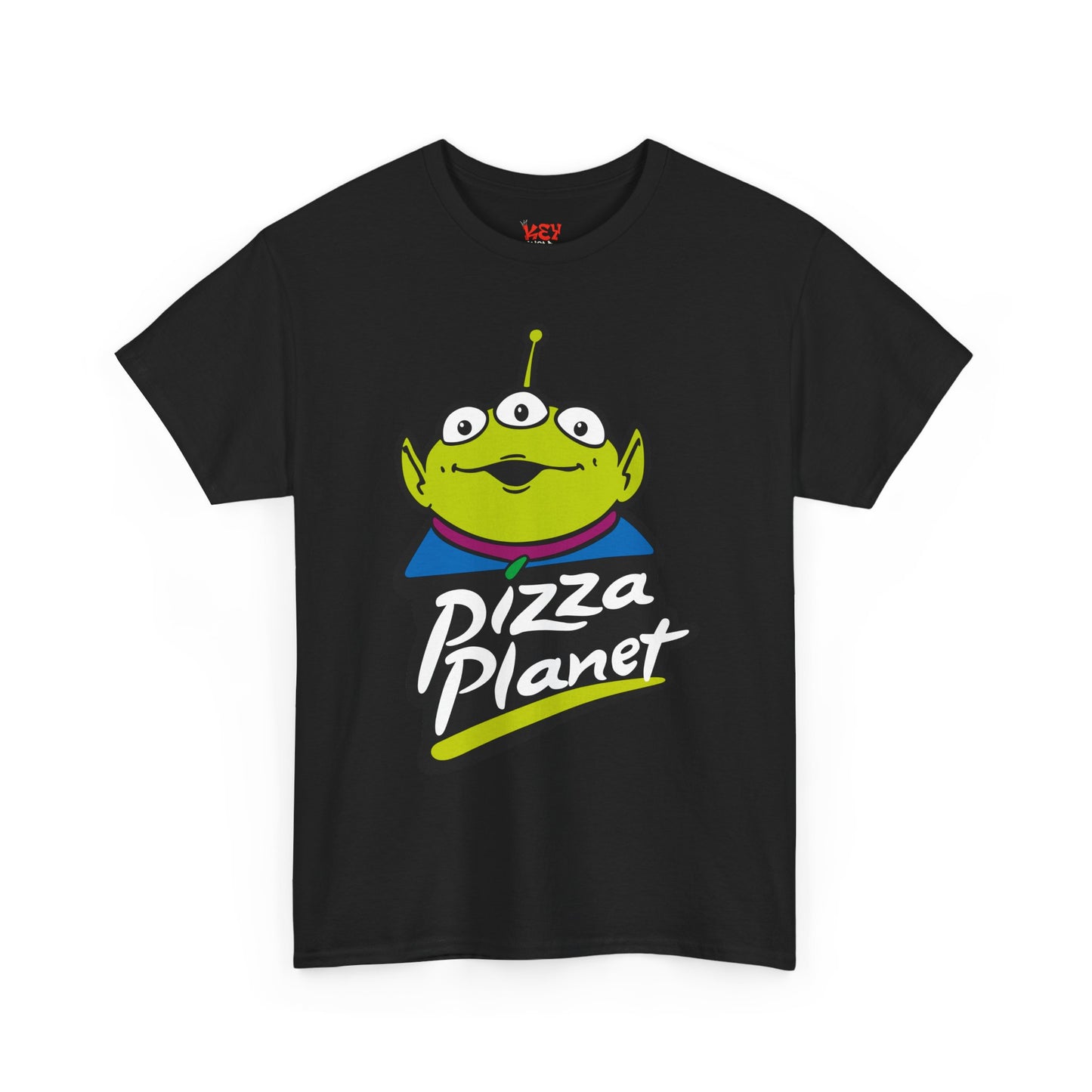 Pizza Planet Alien Graphic Tee — Retro Cartoon Pizza Logo T-Shirt