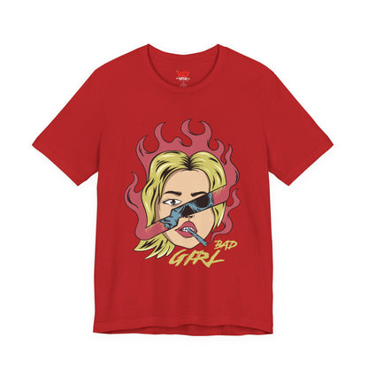 Bad Girl Pop Art Tee — Retro Flaming Blonde Graphic T-Shirt