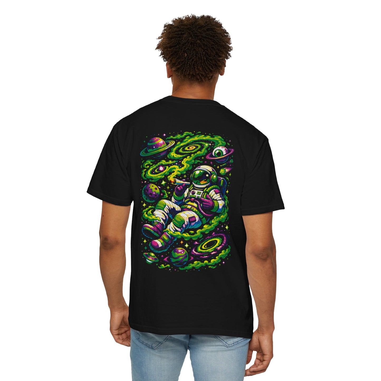 Astronaut Space Vibes T-Shirt — Neon Cosmic Graphic Tee