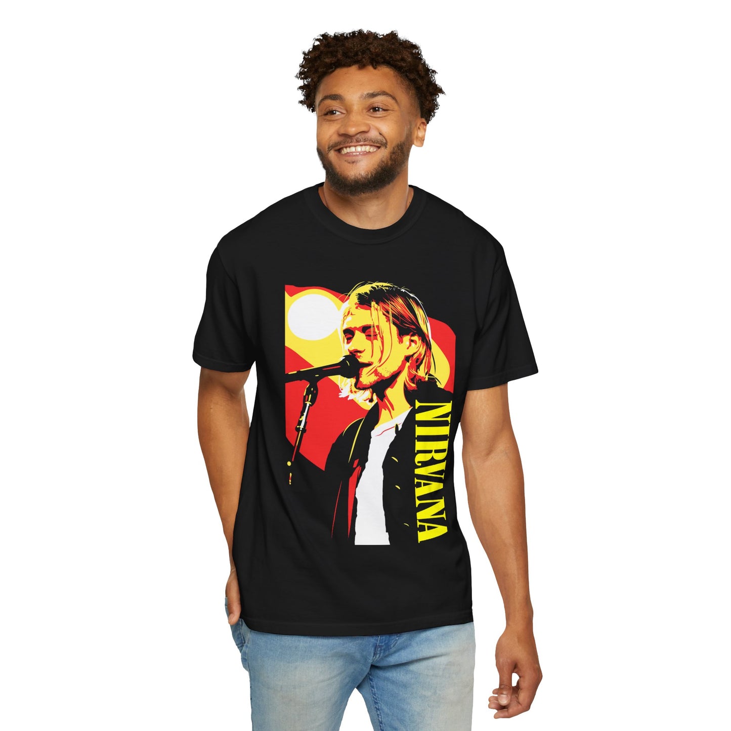 Retro Grunge Music Tee ("NIRVANA" Vertical Text)