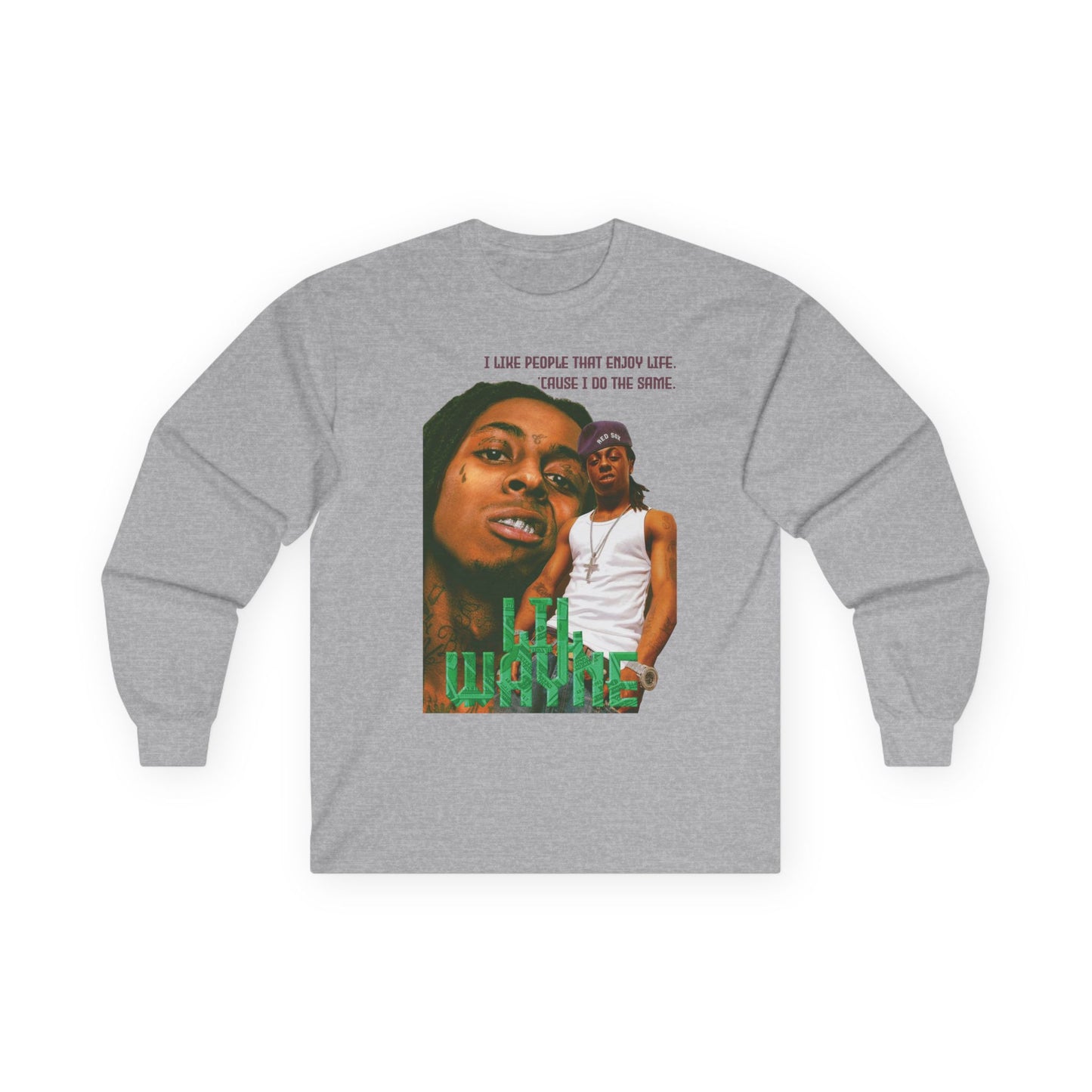 Wayne Long Sleeve Tee — Retro Photo Graphic with Quote