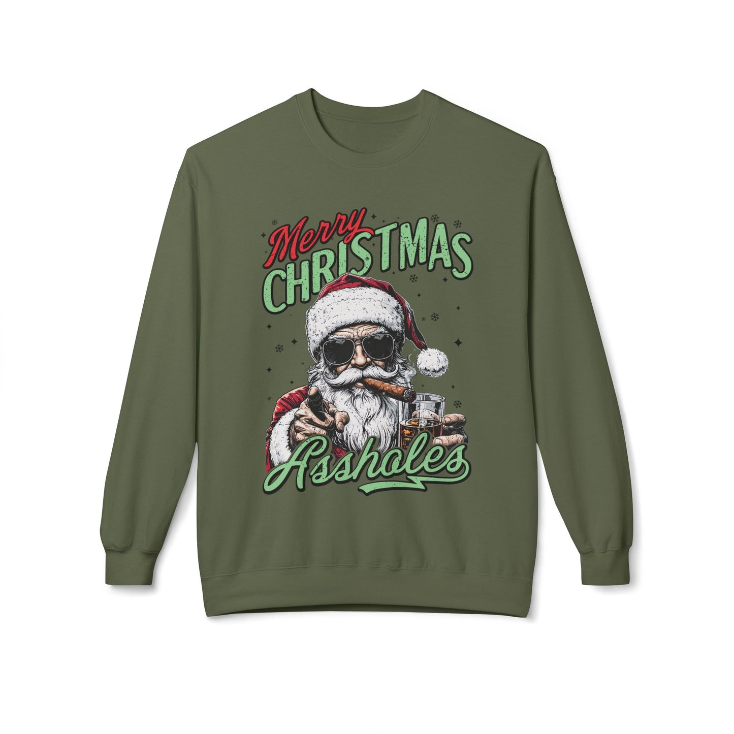 Merry Christmas A**holes Sweatshirt - Edgy Santa Holiday Crewneck