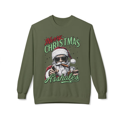 Merry Christmas A**holes Sweatshirt - Edgy Santa Holiday Crewneck