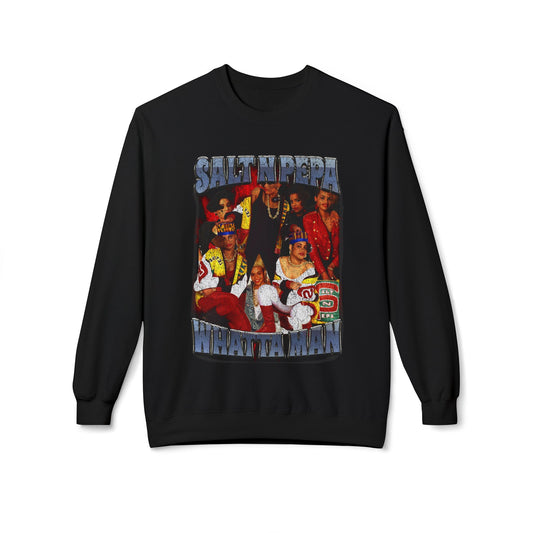 Salt-N-Pepa 'Whatta Man' Crewneck Sweatshirt - Retro 90s Hip-Hop Graphic