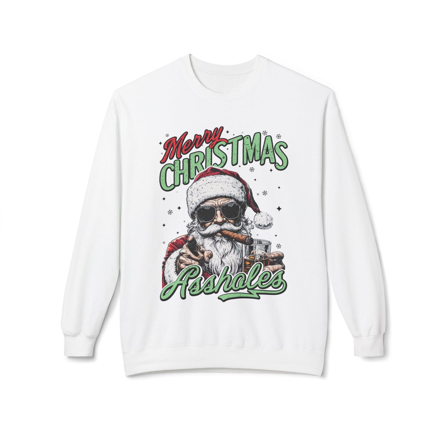 Merry Christmas A**holes Sweatshirt - Edgy Santa Holiday Crewneck