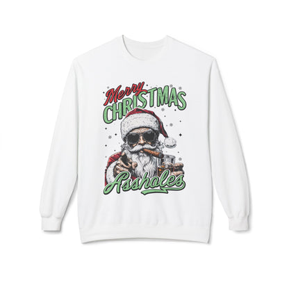 Merry Christmas A**holes Sweatshirt - Edgy Santa Holiday Crewneck