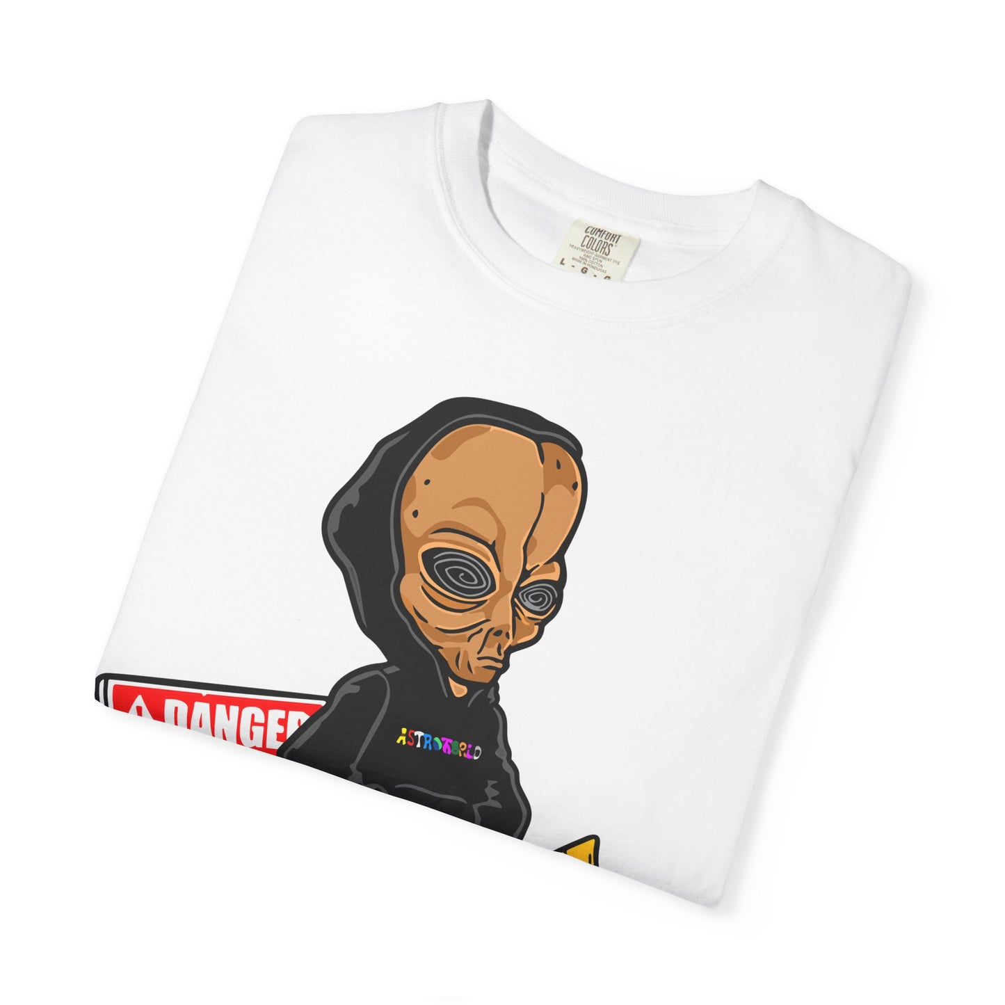 Alien Hooded T-Shirt — "No Trespassing" Desert Graphic