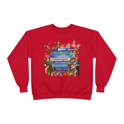 Christmas Movie Stack Crewneck Sweatshirt — Holiday Classics Sign Design