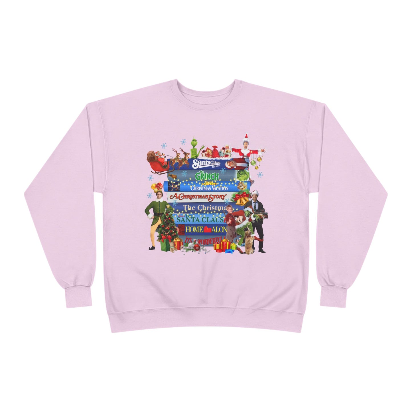 Christmas Movie Stack Crewneck Sweatshirt — Holiday Classics Sign Design