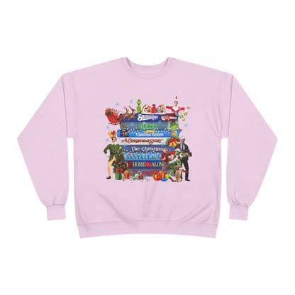 Christmas Movie Stack Crewneck Sweatshirt — Holiday Classics Sign Design