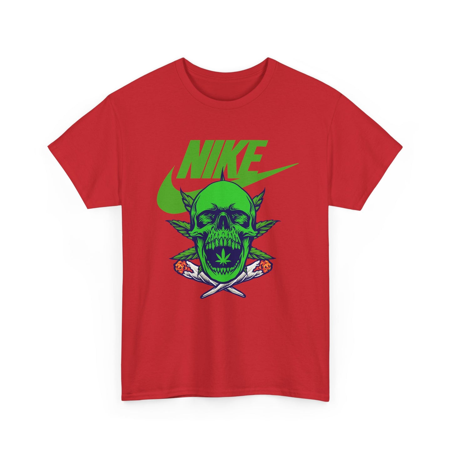 Skull Swoosh Tee — Neon Green Nike-Inspired Graphic Shirt