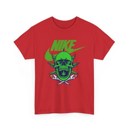 Skull Swoosh Tee — Neon Green Nike-Inspired Graphic Shirt