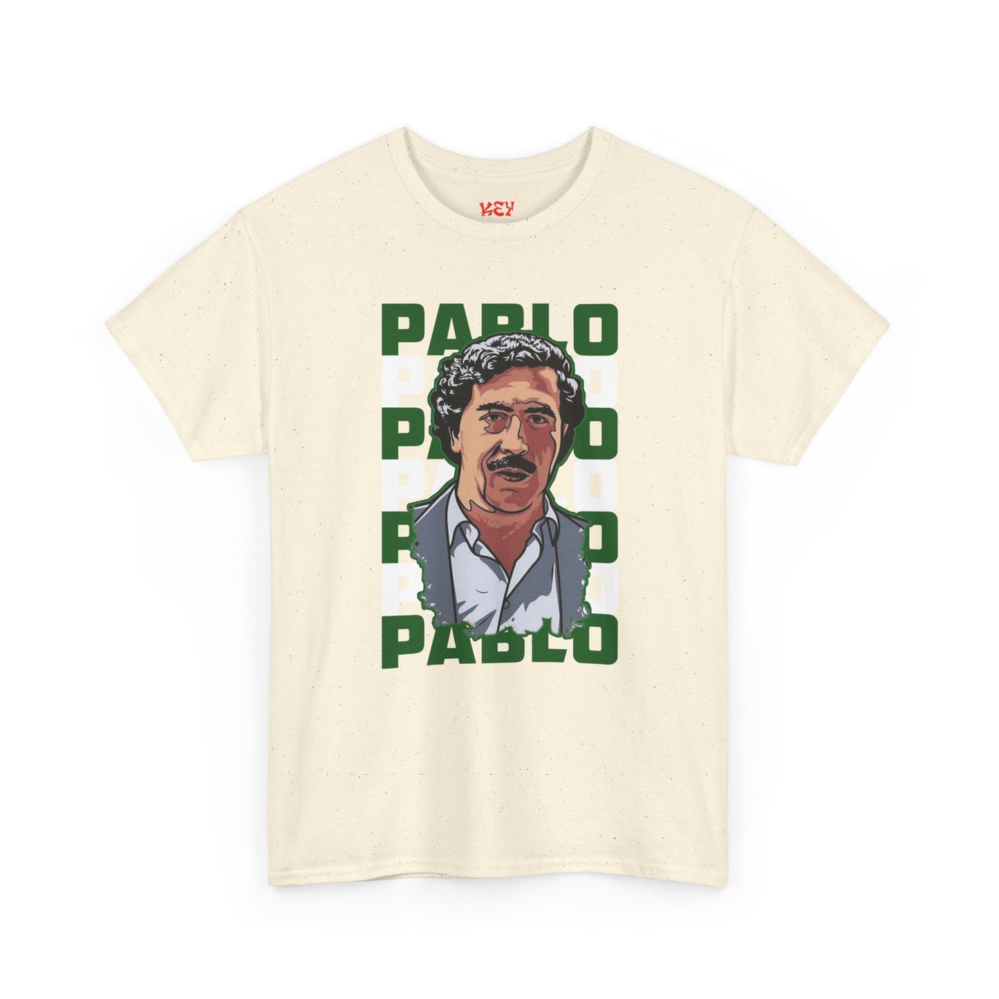 Pablo Portrait Tee — Retro Green Block Text Graphic T-Shirt