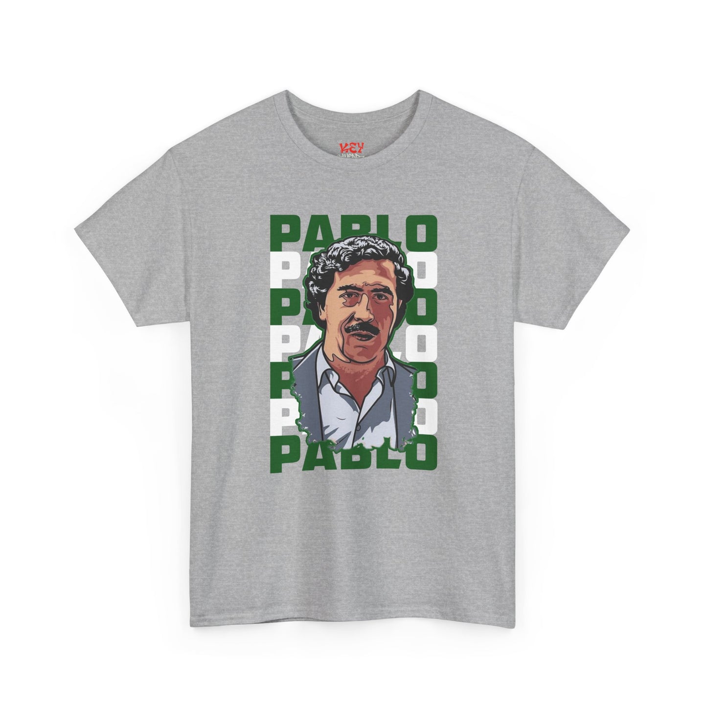 Pablo Portrait Tee — Retro Green Block Text Graphic T-Shirt