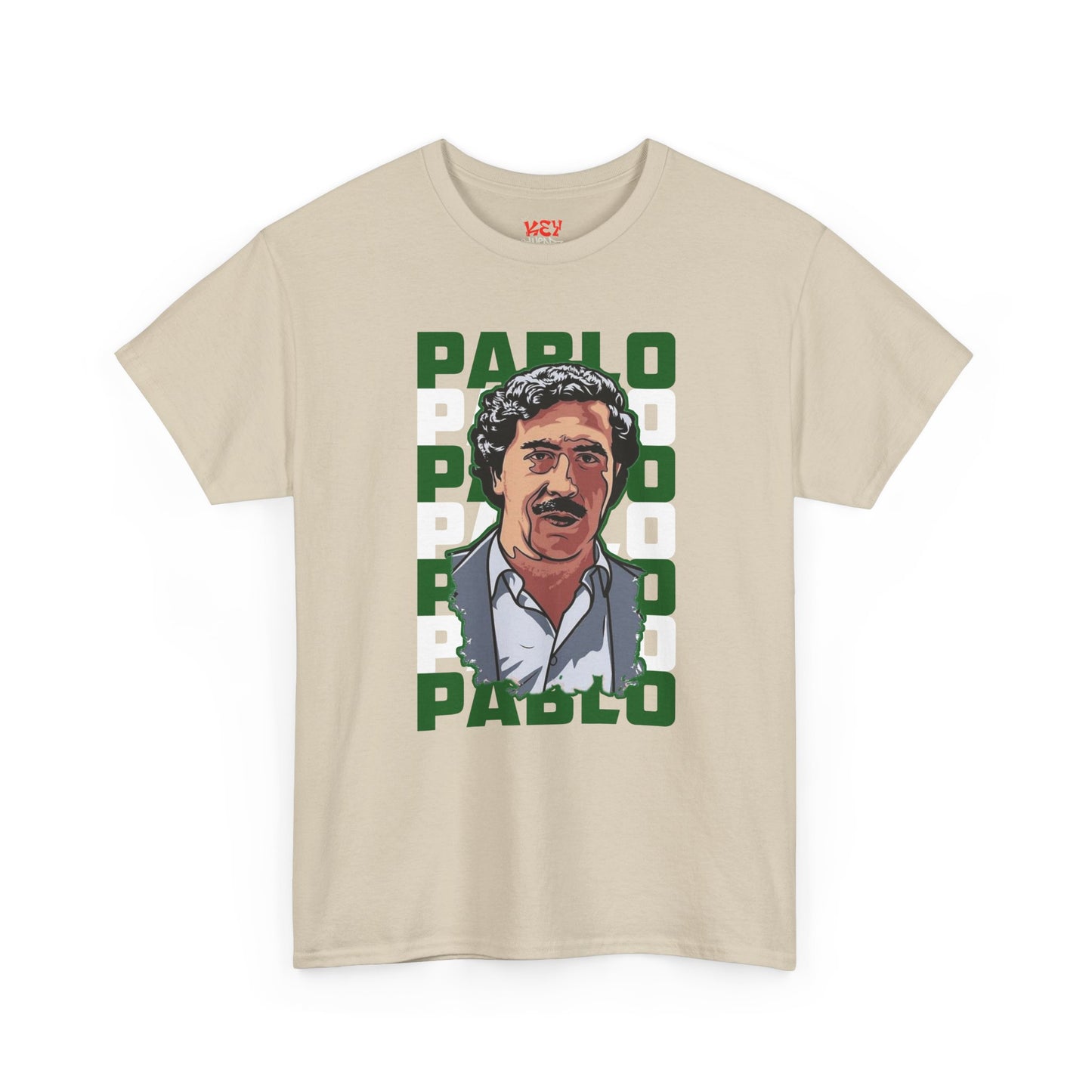 Pablo Portrait Tee — Retro Green Block Text Graphic T-Shirt
