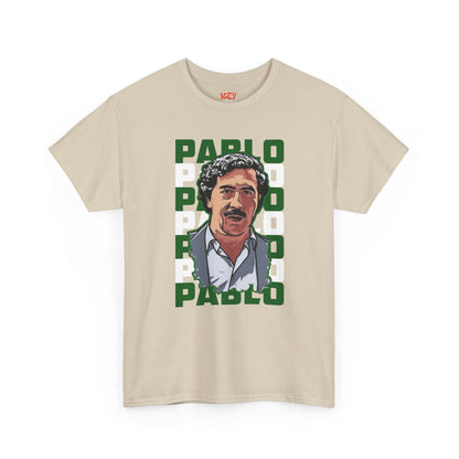 Pablo Portrait Tee — Retro Green Block Text Graphic T-Shirt