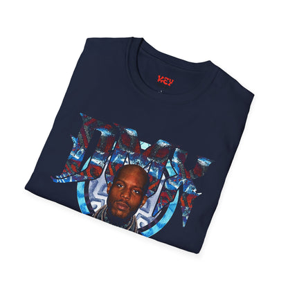 DMX Graphic Tee — Bold Portrait & Tribal Shield Design