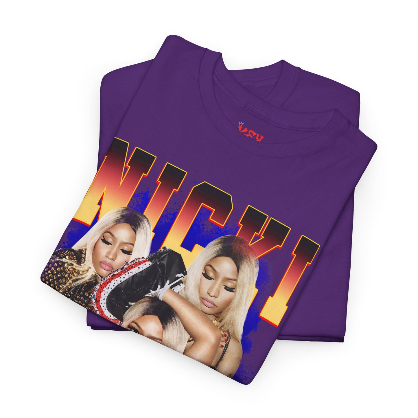 Nicki Graphic Tee — Retro Gradient Name and Portrait Collage
