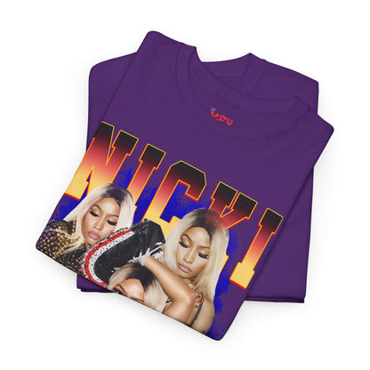 Nicki Graphic Tee — Retro Gradient Name and Portrait Collage