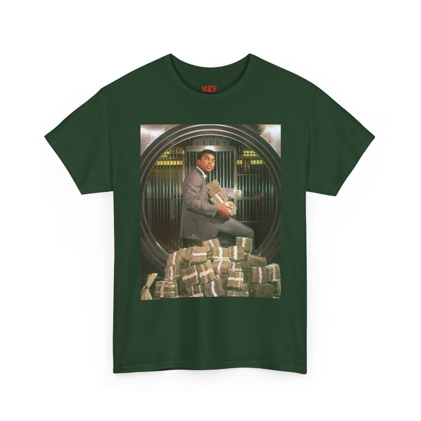 Ali Money Vault Graphic Tee — Vintage Heist Money Pile T-Shirt