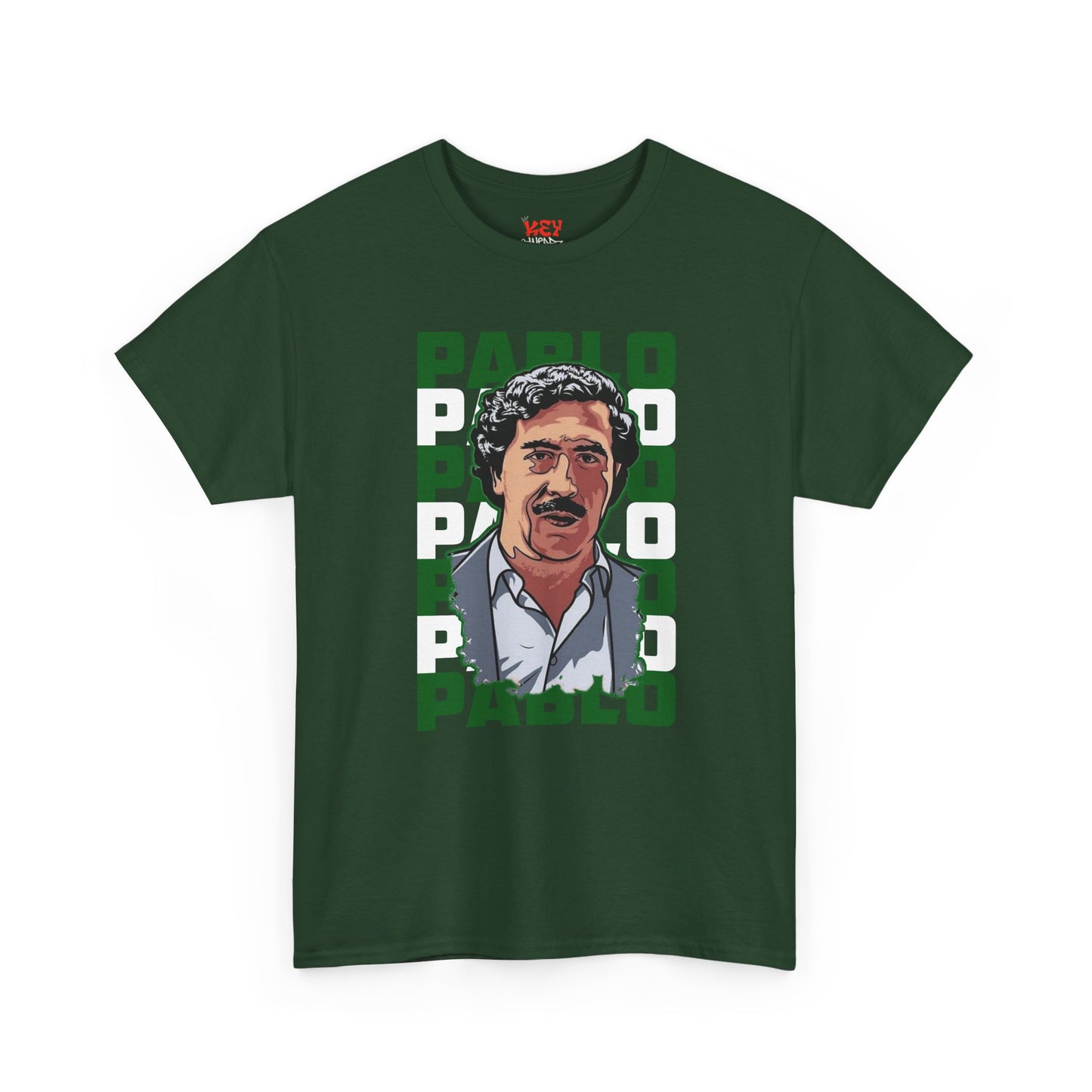 Pablo Portrait Tee — Retro Green Block Text Graphic T-Shirt