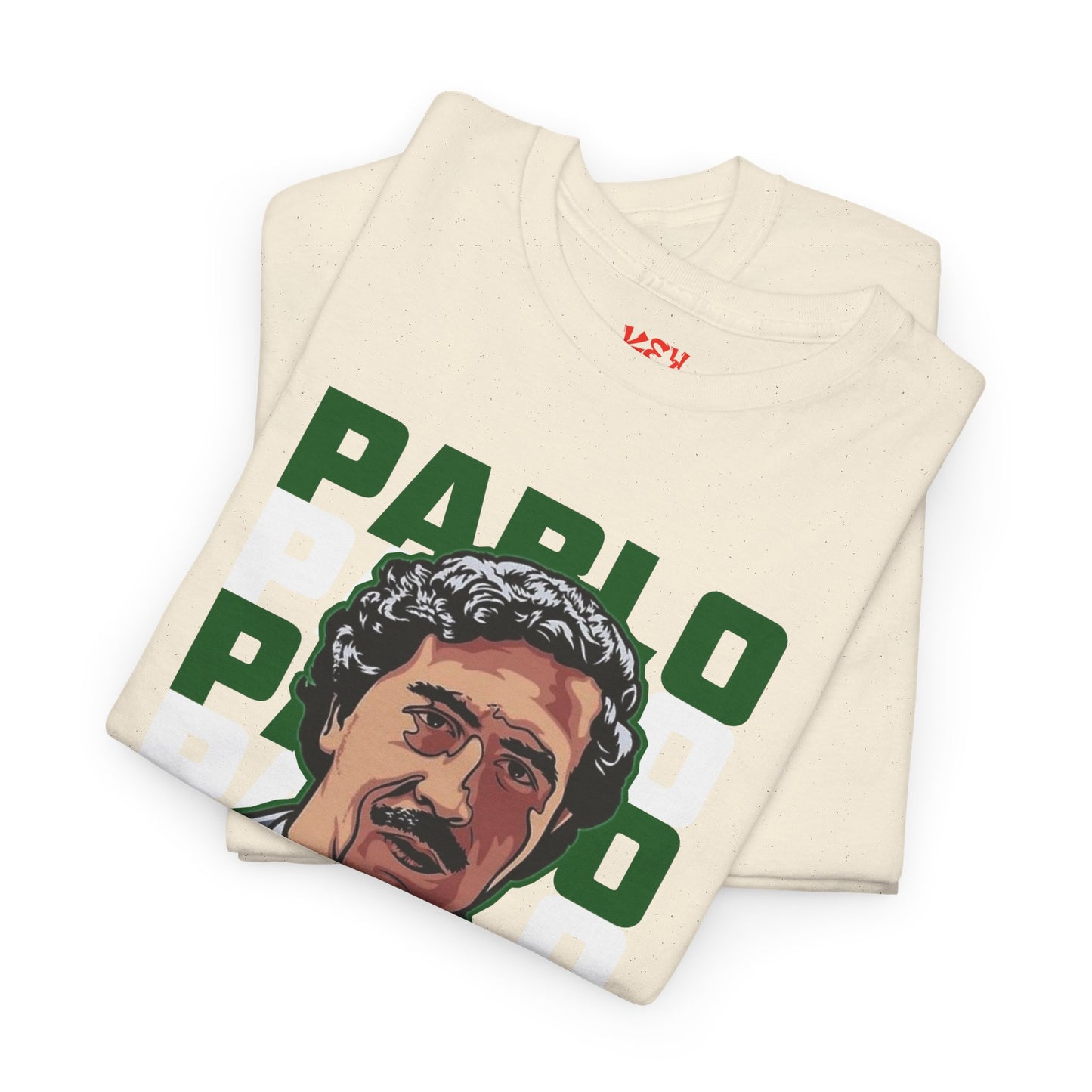 Pablo Portrait Tee — Retro Green Block Text Graphic T-Shirt