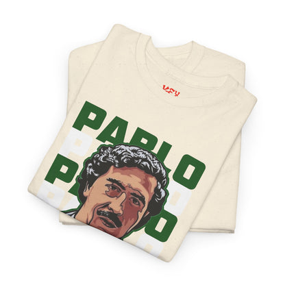 Pablo Portrait Tee — Retro Green Block Text Graphic T-Shirt