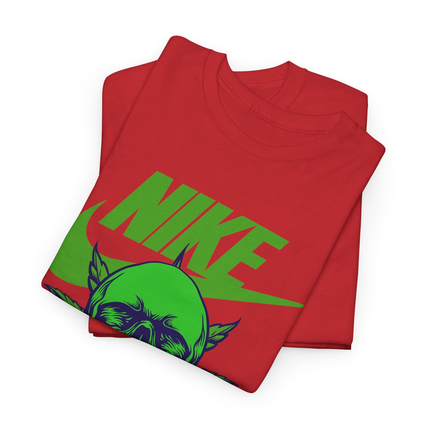 Skull Swoosh Tee — Neon Green Nike-Inspired Graphic Shirt