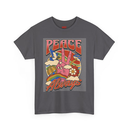 Peace Always T-Shirt – Retro 70s Hippie Peace Sign Graphic Tee