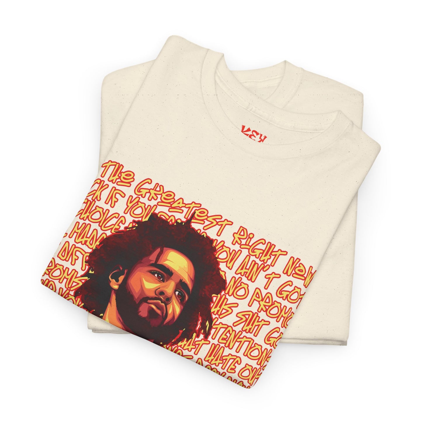 J Cole Graphic Tee — Retro Portrait with 'J-Cole' Text