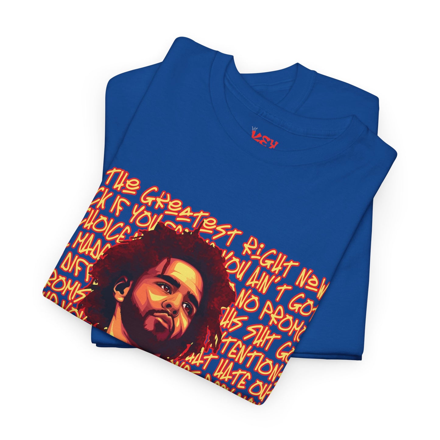 J Cole Graphic Tee — Retro Portrait with 'J-Cole' Text