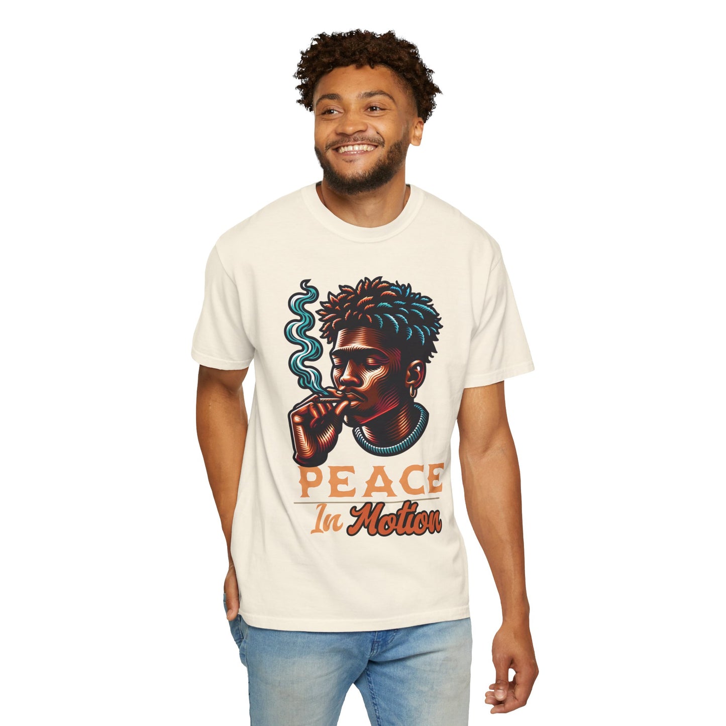 Peace In Motion T‑Shirt — Retro Smoking Portrait Graphic Tee