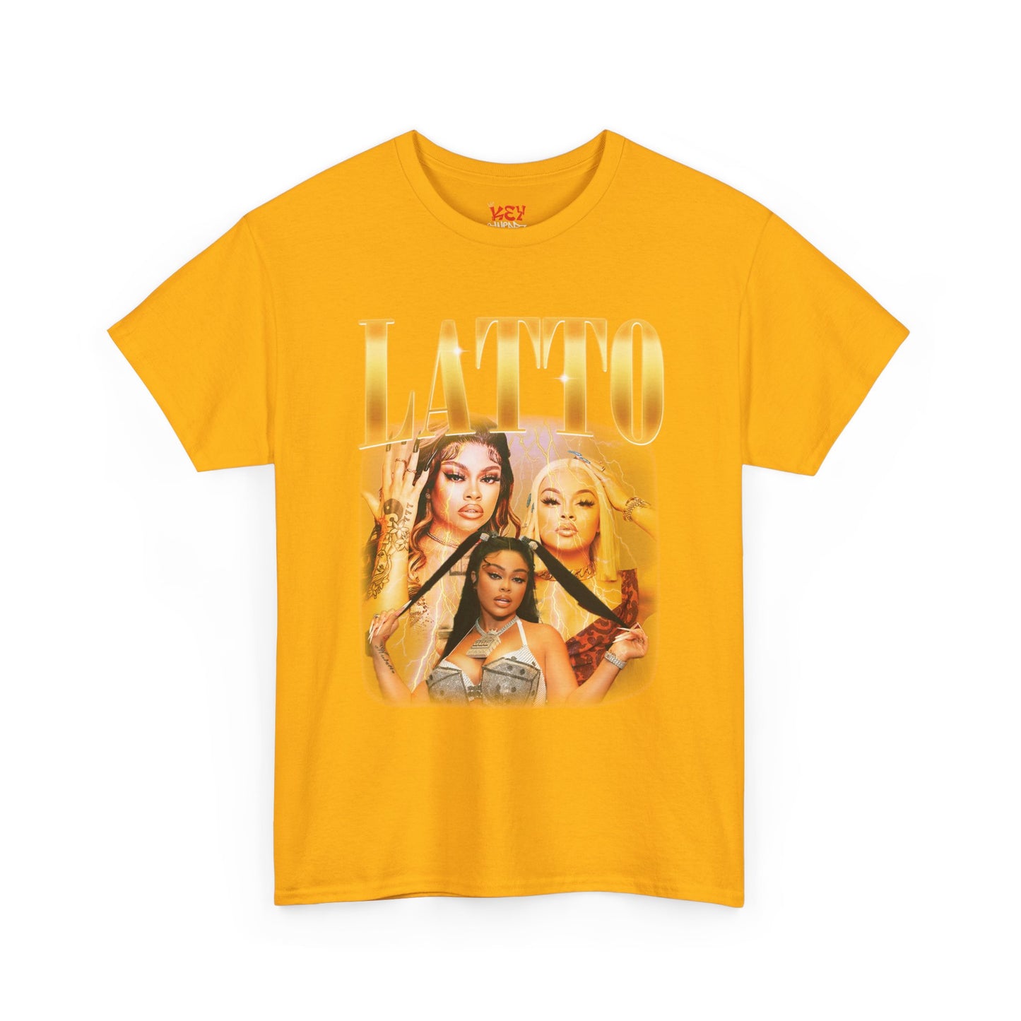Latto Graphic Tee — 'LATTO' Gold Portrait Band T-Shirt