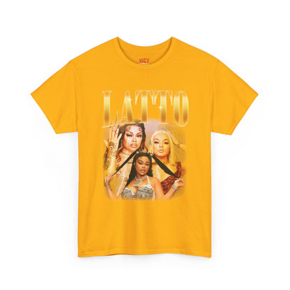 Latto Graphic Tee — 'LATTO' Gold Portrait Band T-Shirt