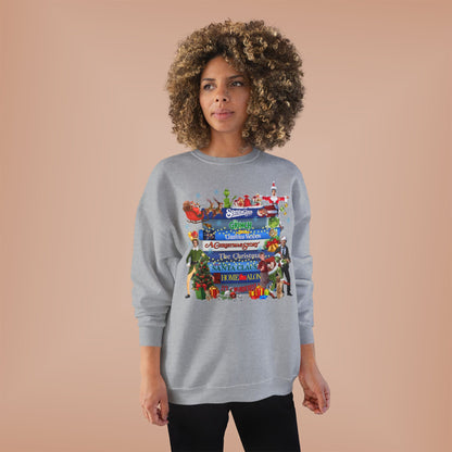 Christmas Movie Stack Crewneck Sweatshirt — Holiday Classics Sign Design