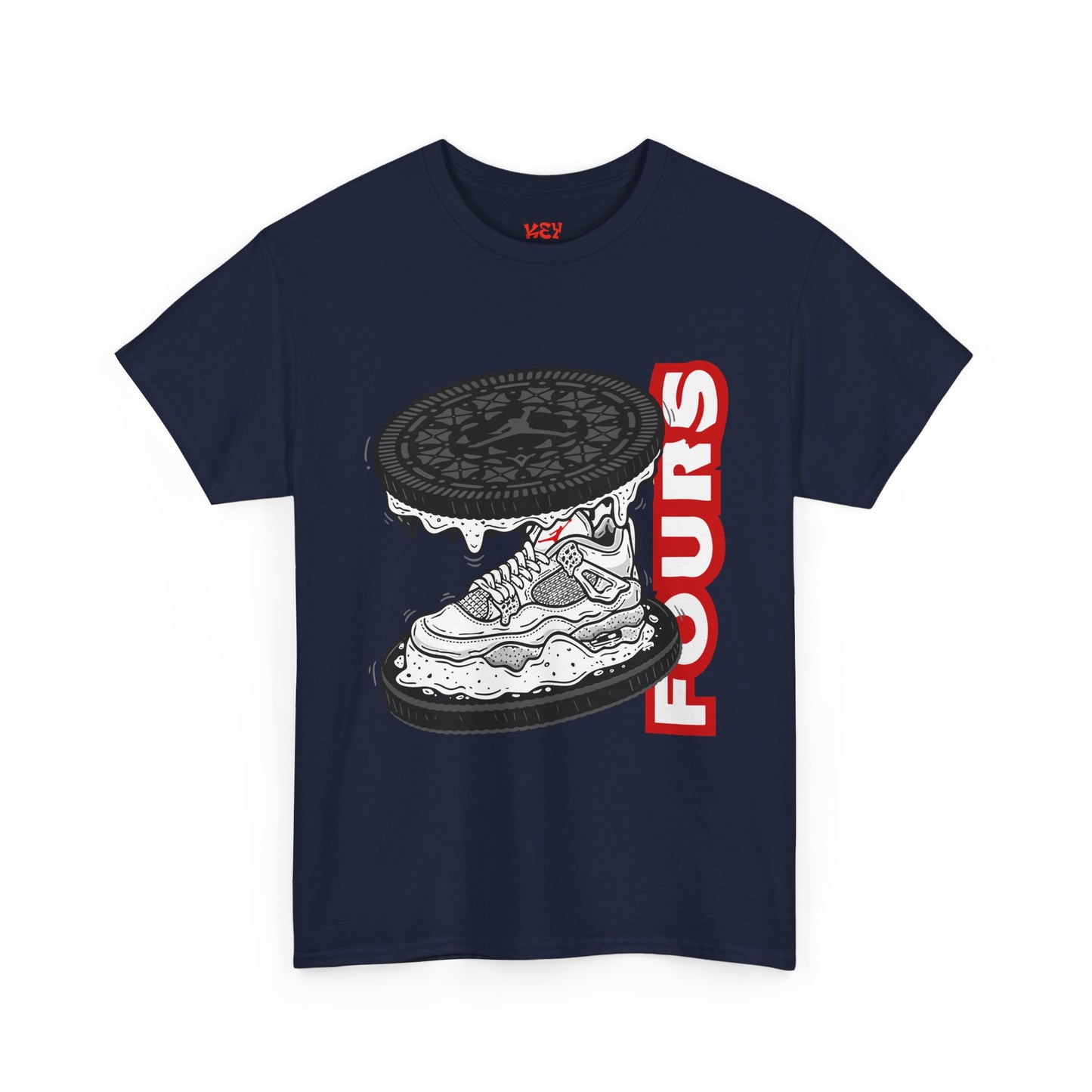 KeyWear Graphic Tee — Oreo Sneaker Sandwich Design ("FOURS")
