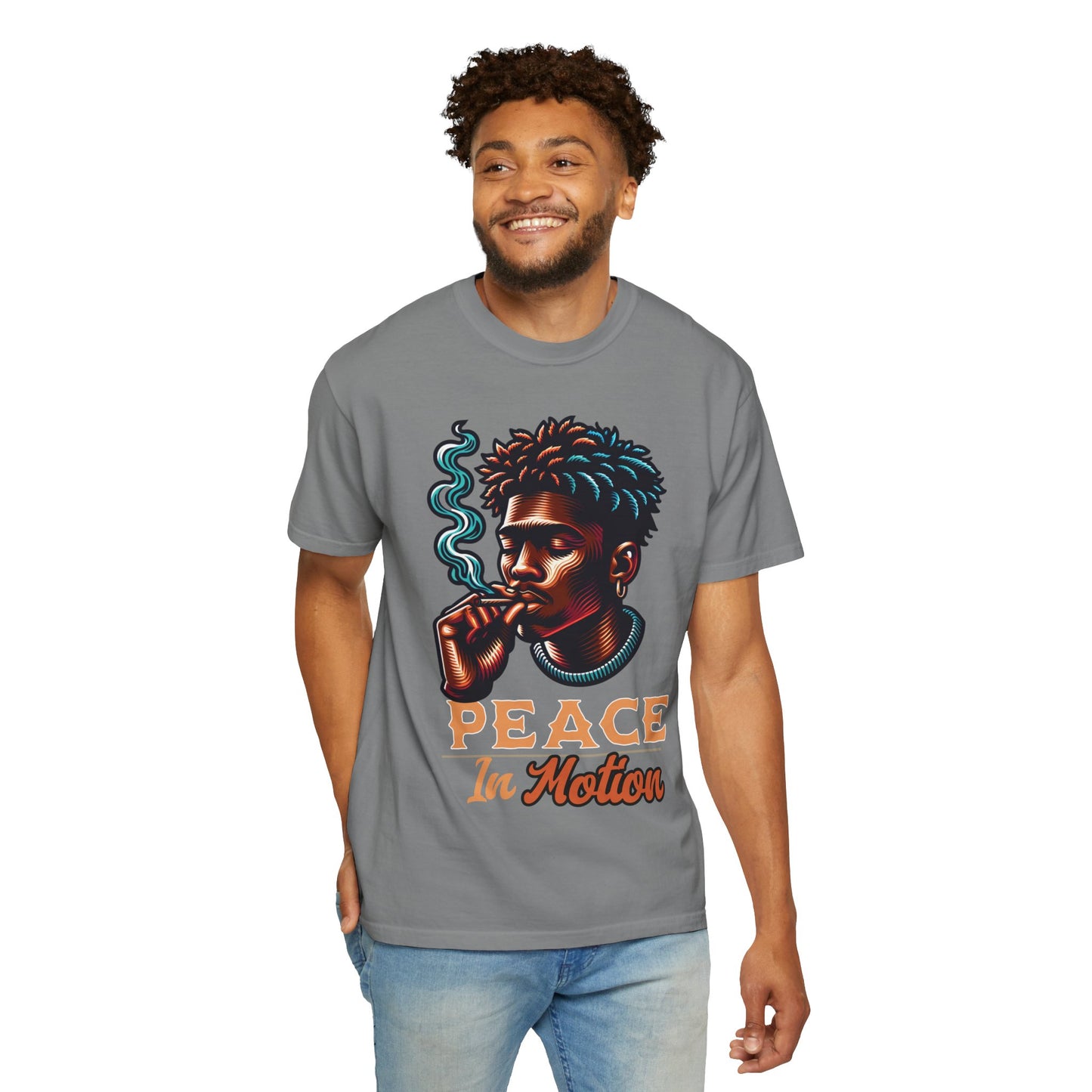 Peace In Motion T‑Shirt — Retro Smoking Portrait Graphic Tee