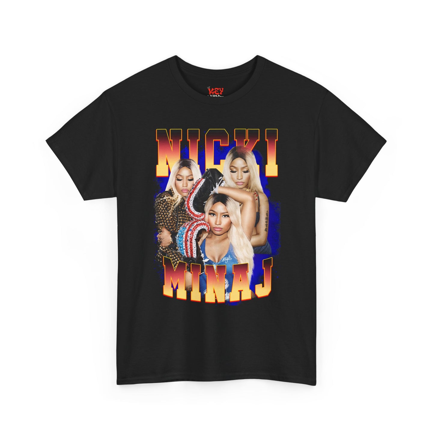 Nicki Graphic Tee — Retro Gradient Name and Portrait Collage