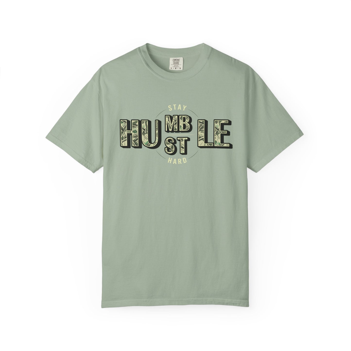 Stay Humble Hustle T-Shirt — Camo Lettering Motivational Tee