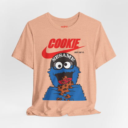 Cookie Monster Graphic Tee — "Cookie" Logo & Bite-Ready Sesame Design