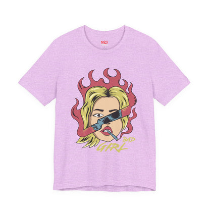Bad Girl Pop Art Tee — Retro Flaming Blonde Graphic T-Shirt