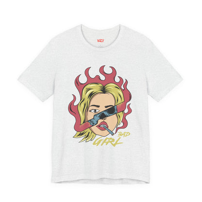 Bad Girl Pop Art Tee — Retro Flaming Blonde Graphic T-Shirt