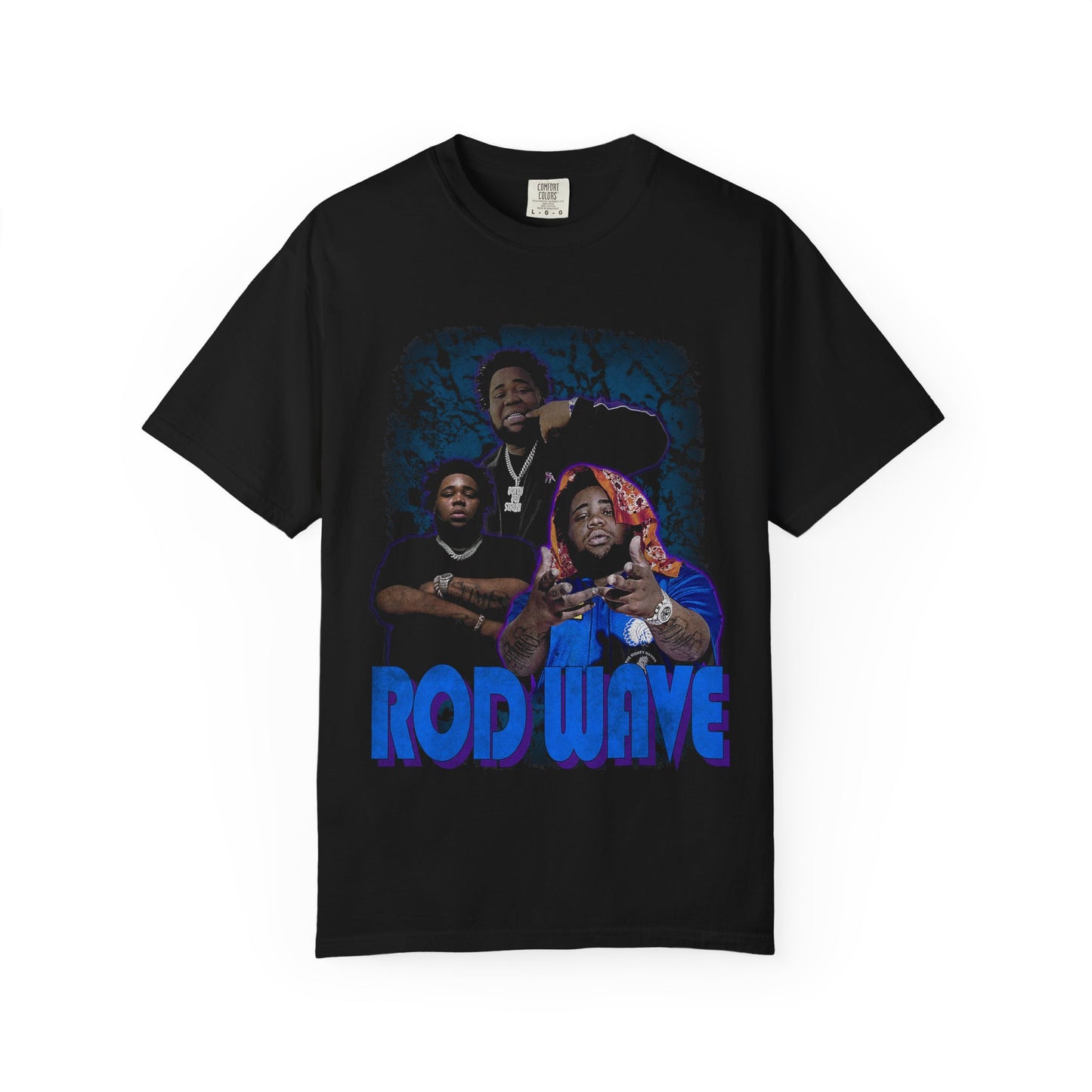 'Rod Wave' Blue Retro Rap Portrait Tee