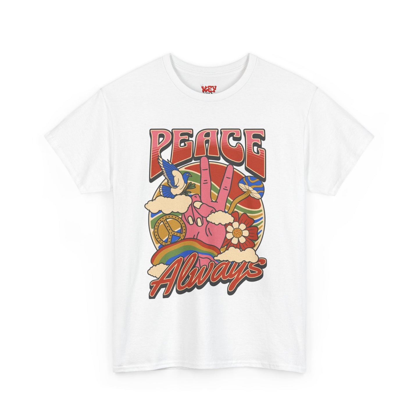 Peace Always T-Shirt – Retro 70s Hippie Peace Sign Graphic Tee