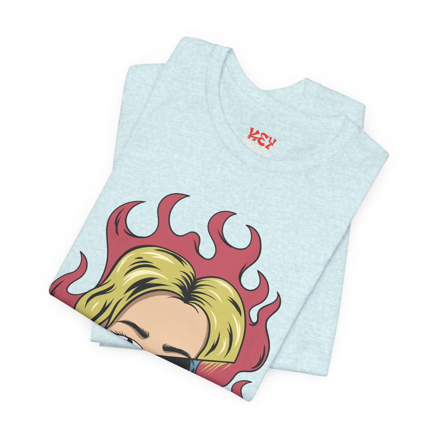 Bad Girl Pop Art Tee — Retro Flaming Blonde Graphic T-Shirt