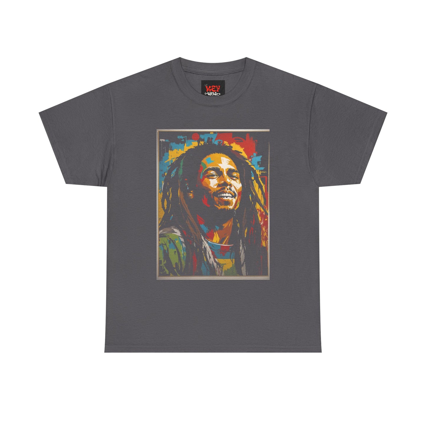 Reggae Portrait Tee — Vibrant Colorblock Music T-Shirt
