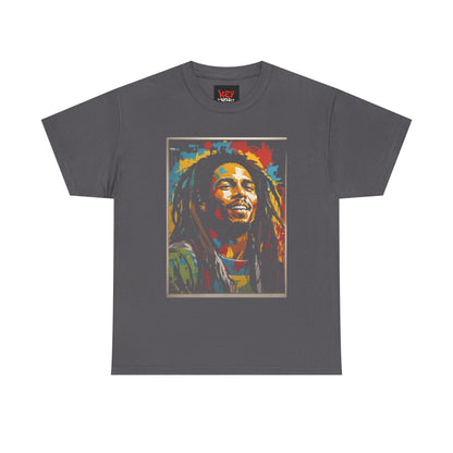 Reggae Portrait Tee — Vibrant Colorblock Music T-Shirt