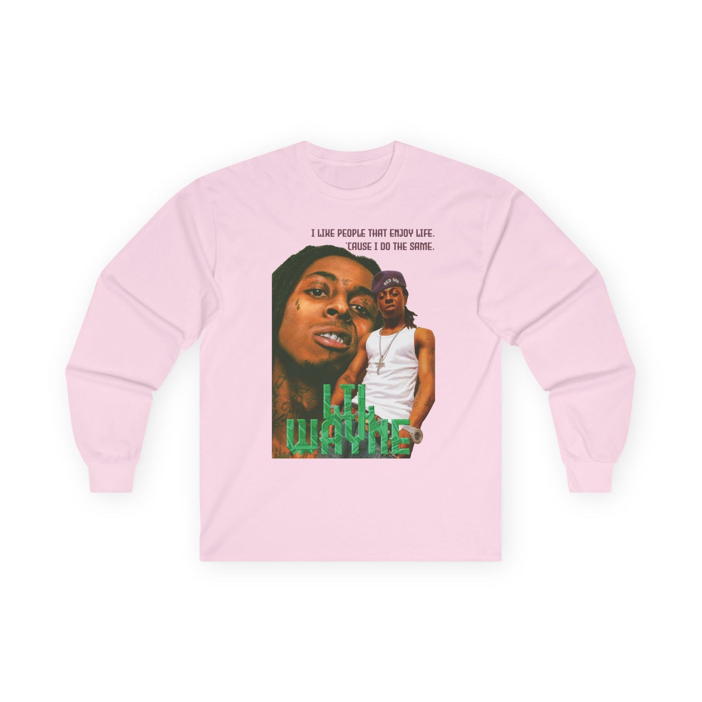 Wayne Long Sleeve Tee — Retro Photo Graphic with Quote