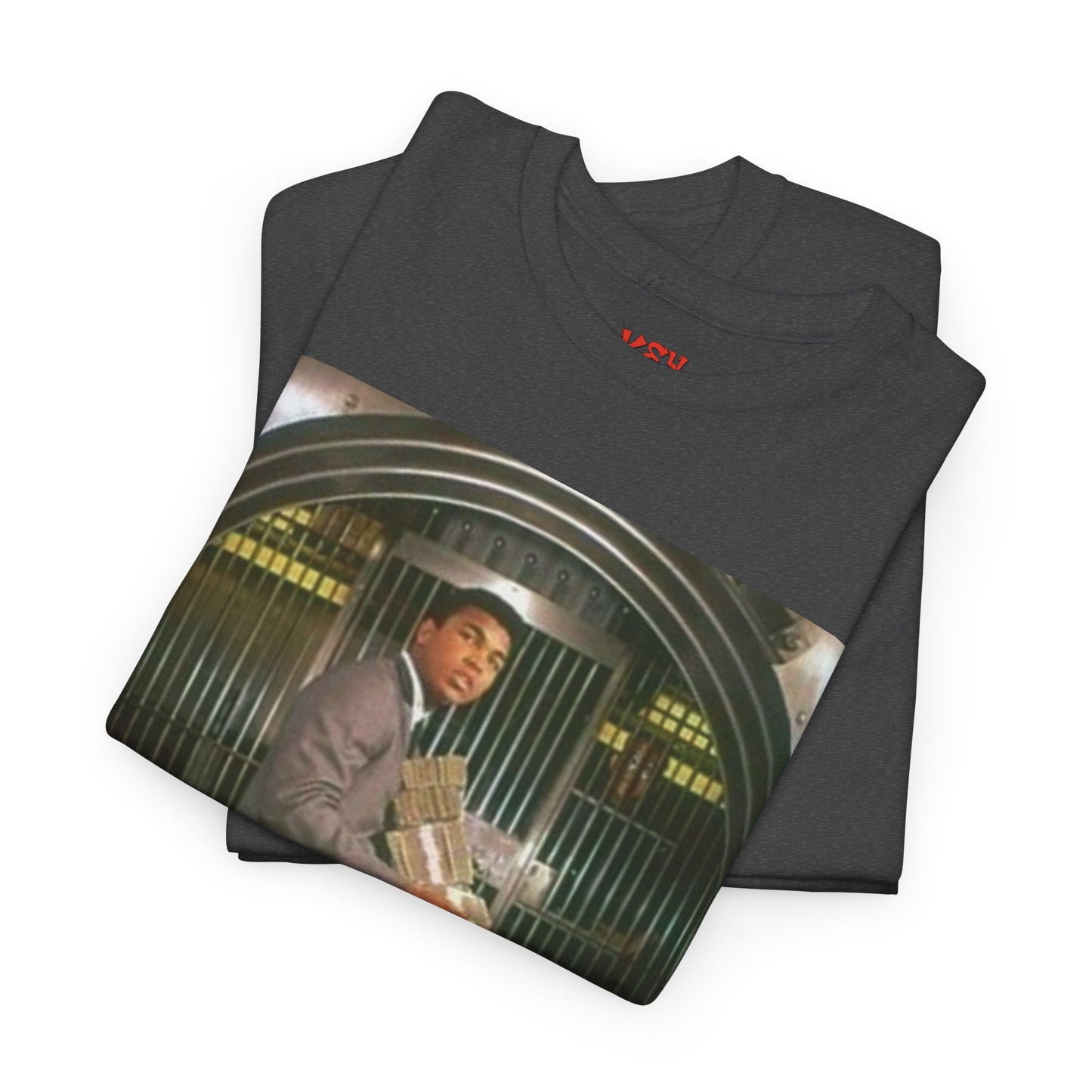 Ali Money Vault Graphic Tee — Vintage Heist Money Pile T-Shirt